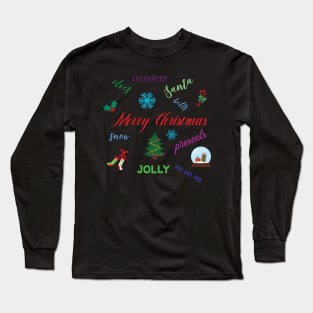 Fun Christmas Word Cloud Long Sleeve T-Shirt